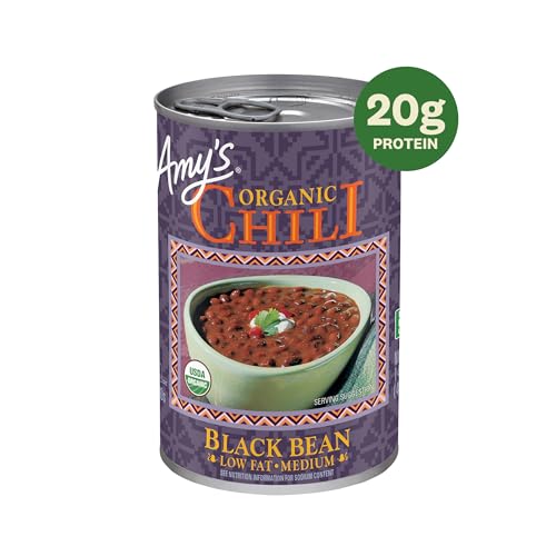 Amy's chili can back-label showing nutrition and certifications for mindful meals