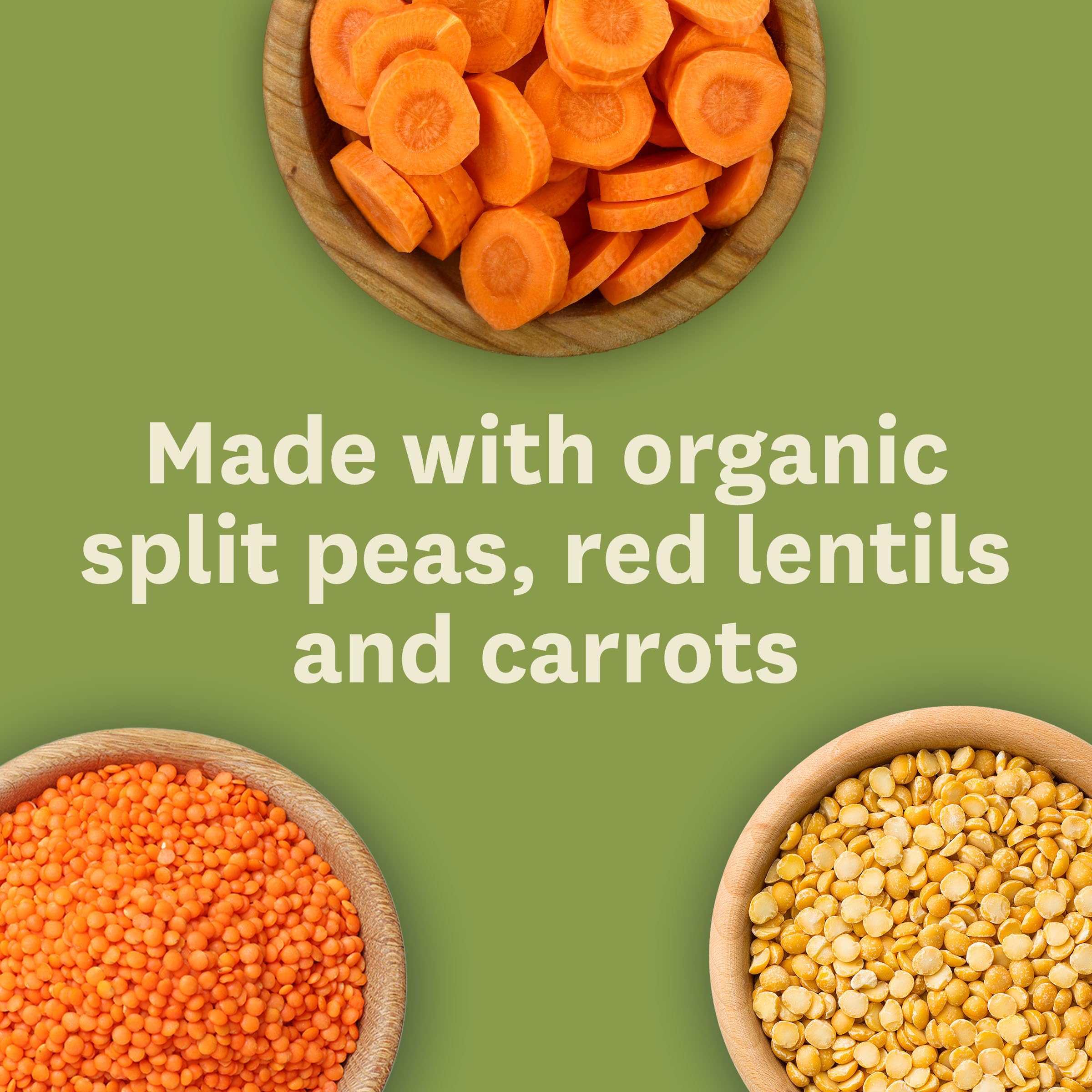 Organic carrots and tomatoes in Amy's Golden Lentil Soup add natural sweetness.