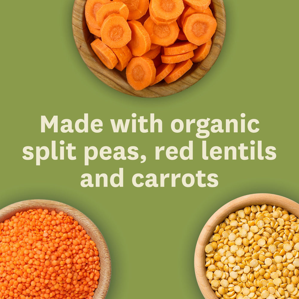 Organic carrots and tomatoes in Amy's Golden Lentil Soup add natural sweetness.