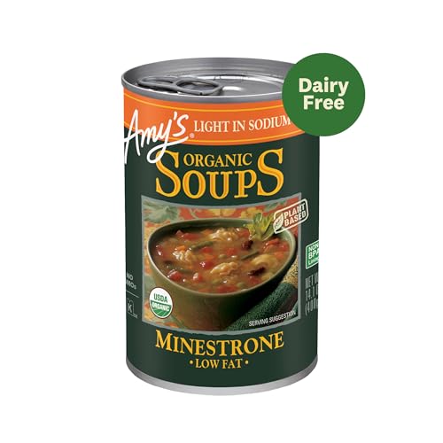 Amy's Minestrone beans and pasta in tomato broth provide a satisfying dinner.