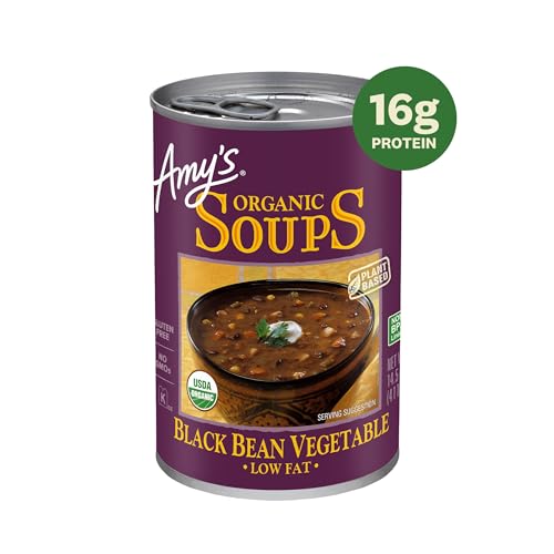 Ingredients list with organic black beans and vegetables