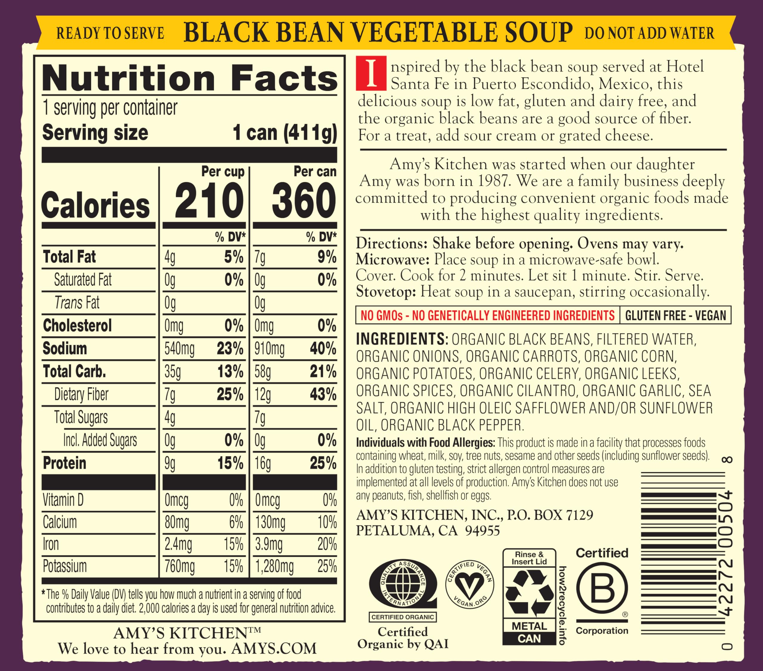 Nutrition label highlights protein and fiber per serving