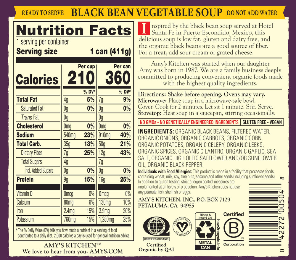 Nutrition label highlights protein and fiber per serving