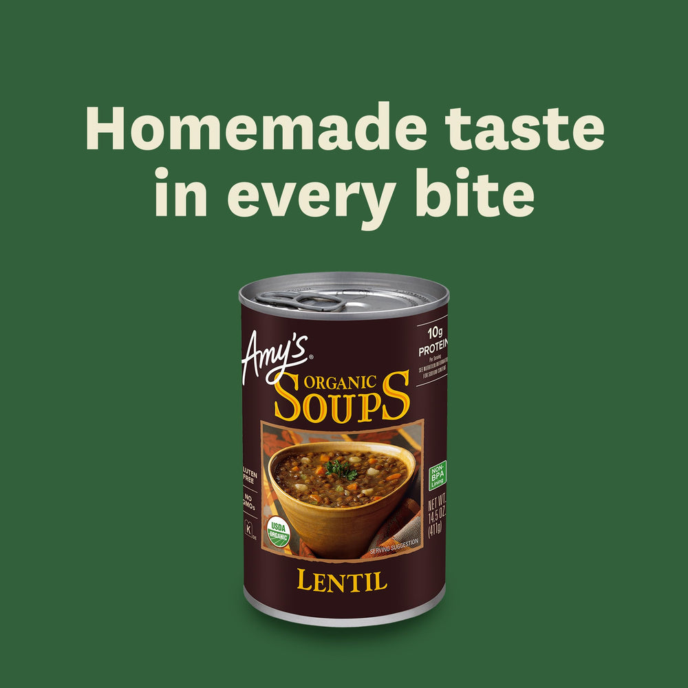 Amy's Organic Lentil Soup microwave-ready for fast meals