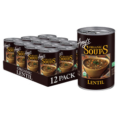 Amy's Organic Lentil Soup pack of 12 cans for quick plant-based meals