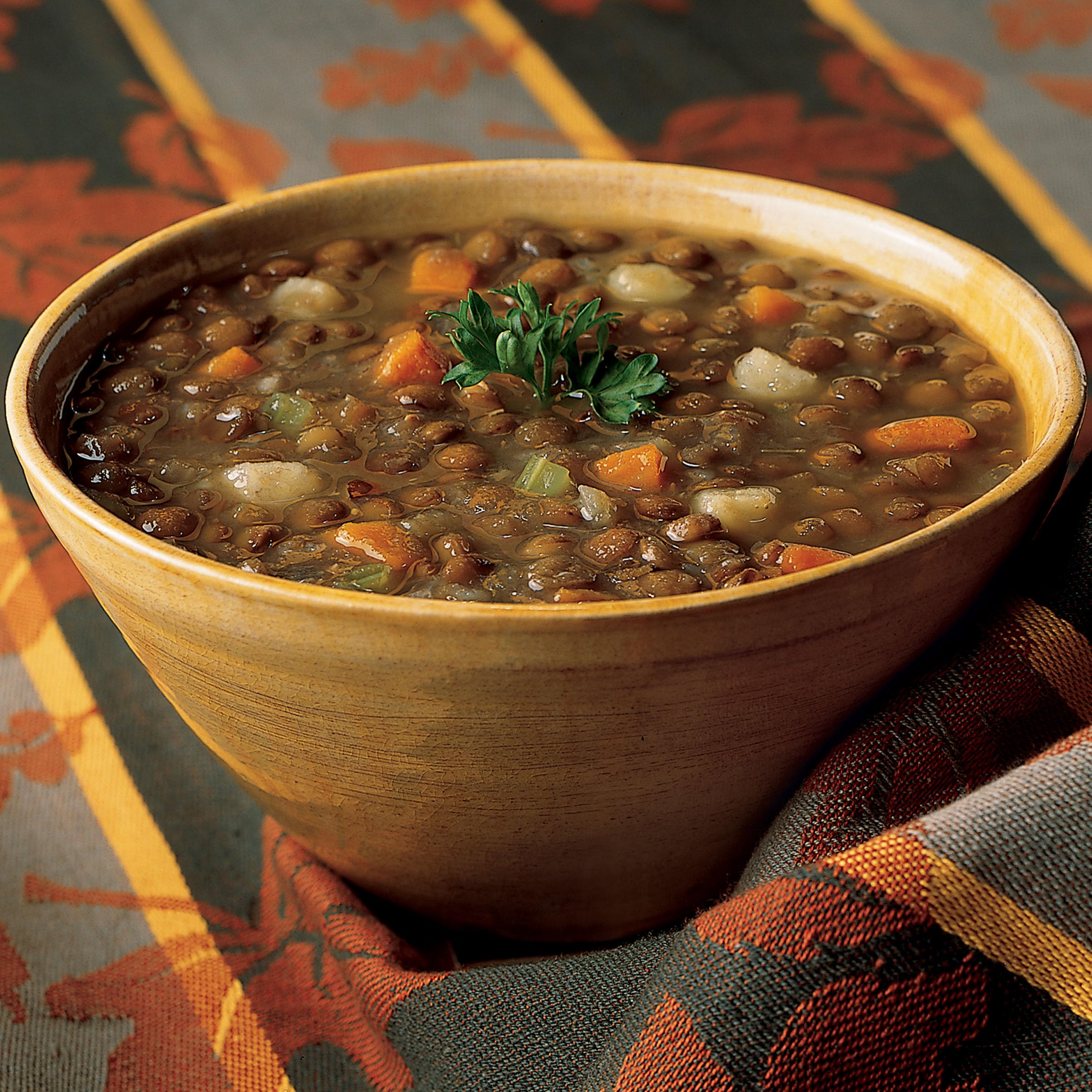 Amy's Organic Lentil Soup served in a bowl for a cozy meal