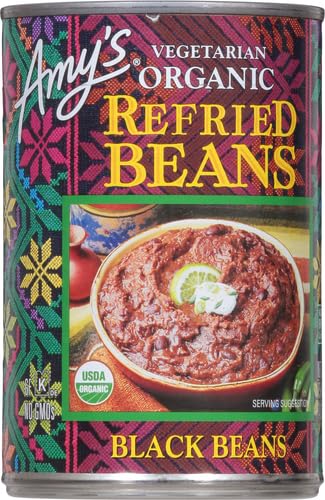 Amy's Organic Refried Black Beans can back highlights gluten-free and vegan suitability