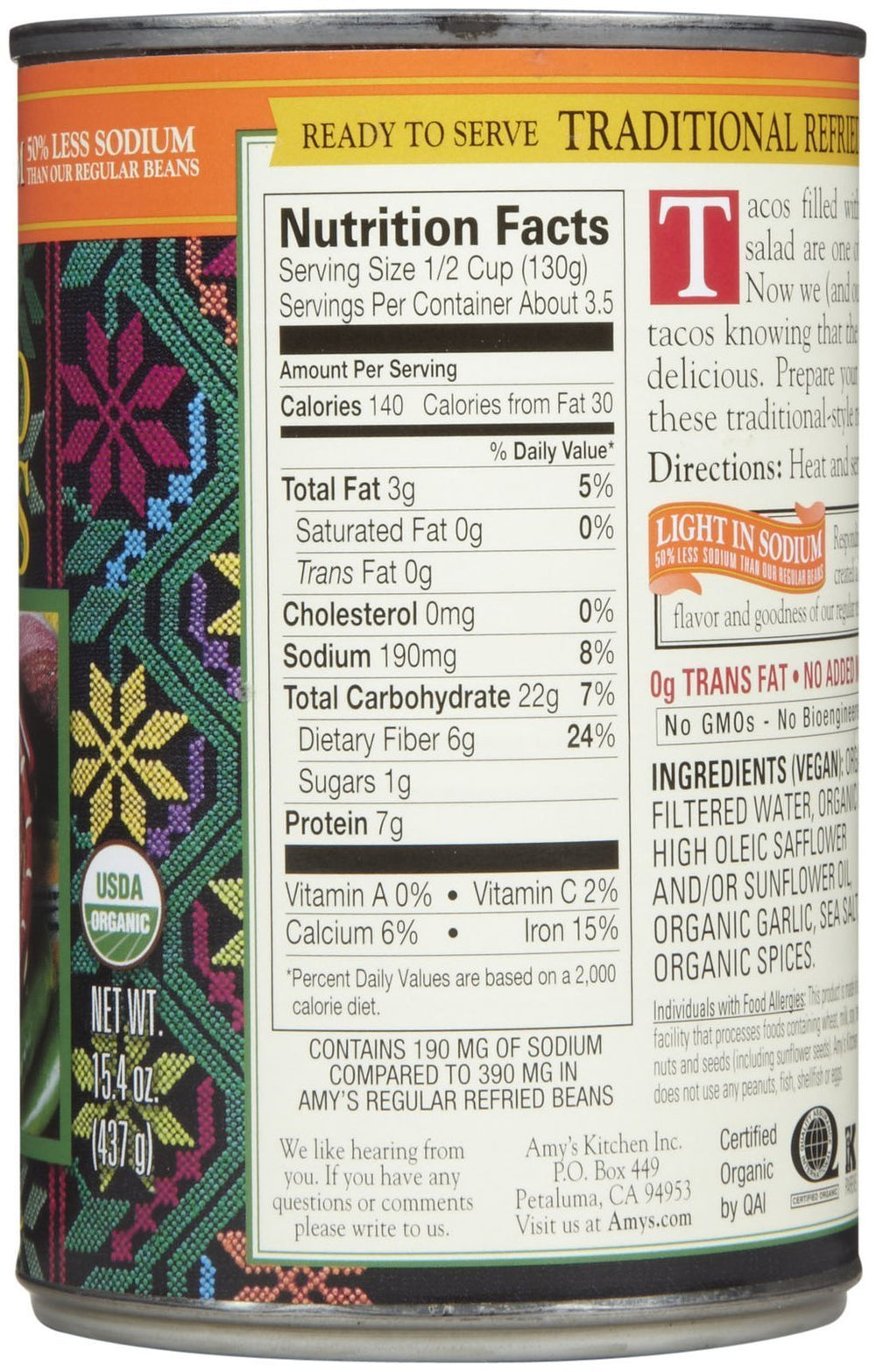 Spoon serving Amy's Organic refried beans shows low-sodium option for meals