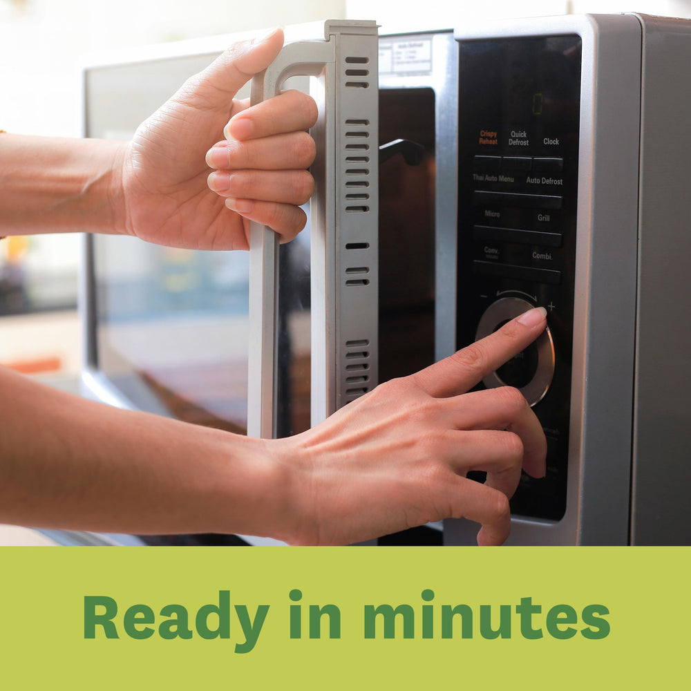 Amy's Soup nutrition label with protein and fiber highlights.