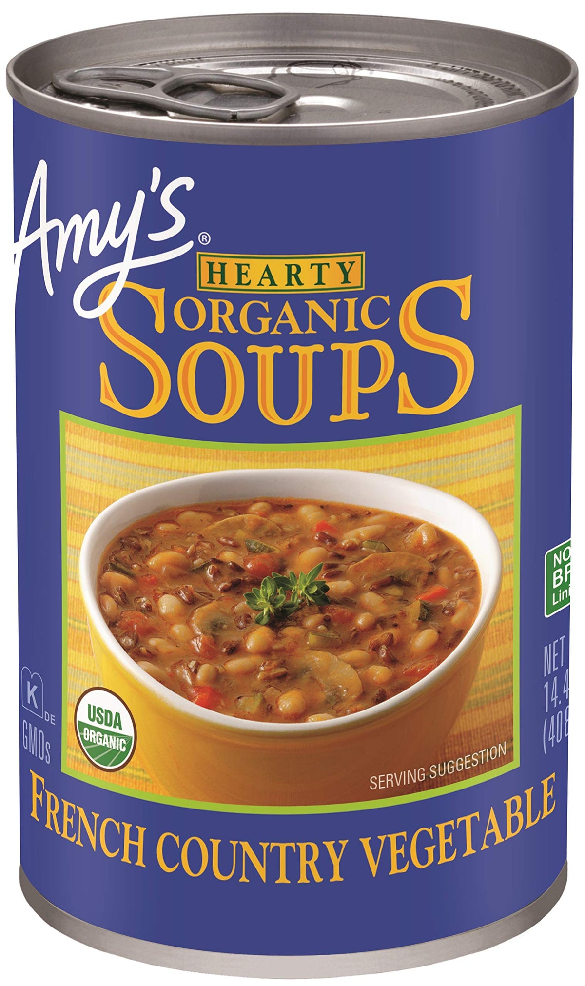 Amy's Soup vegan hearty French Country bowl ready for lunch.