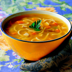 Amy's vegan No Chicken Noodle Soup protein from tofu per serving