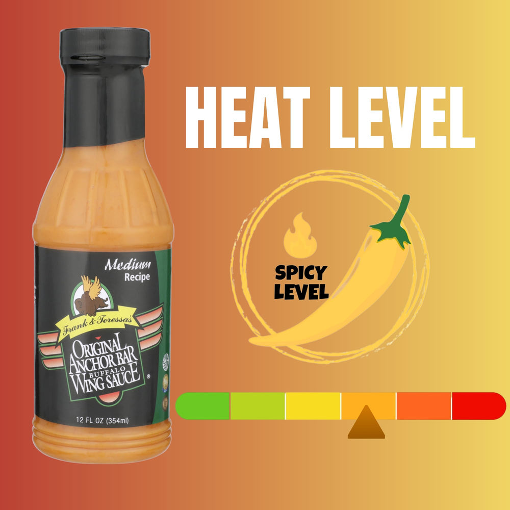 Pizza slice brushed with Anchor Bar sauce adding buffalo tang