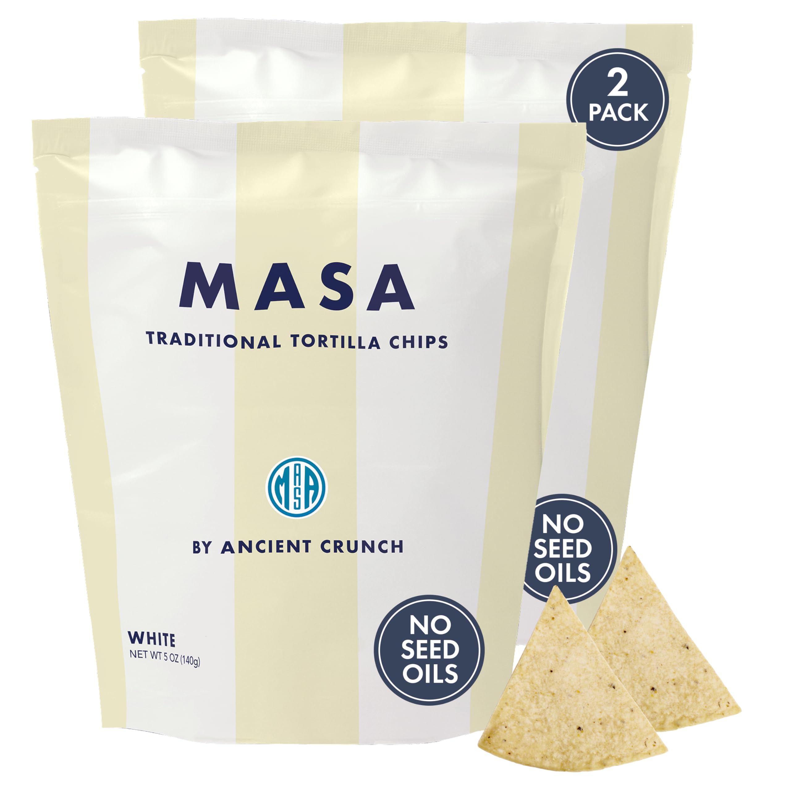 Ancient Crunch MASA chips close-up of white corn texture for a satisfying snack