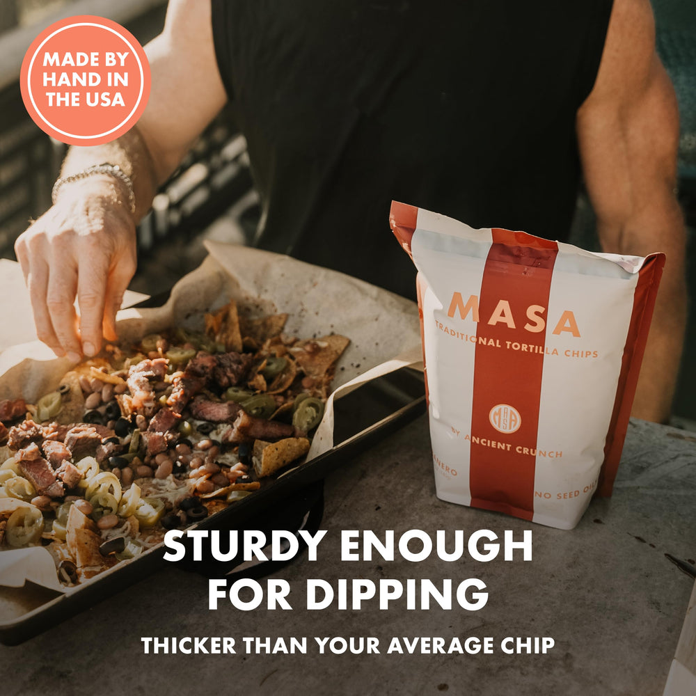 Small-batch frying process used for Ancient Crunch MASA Cobanero chips.