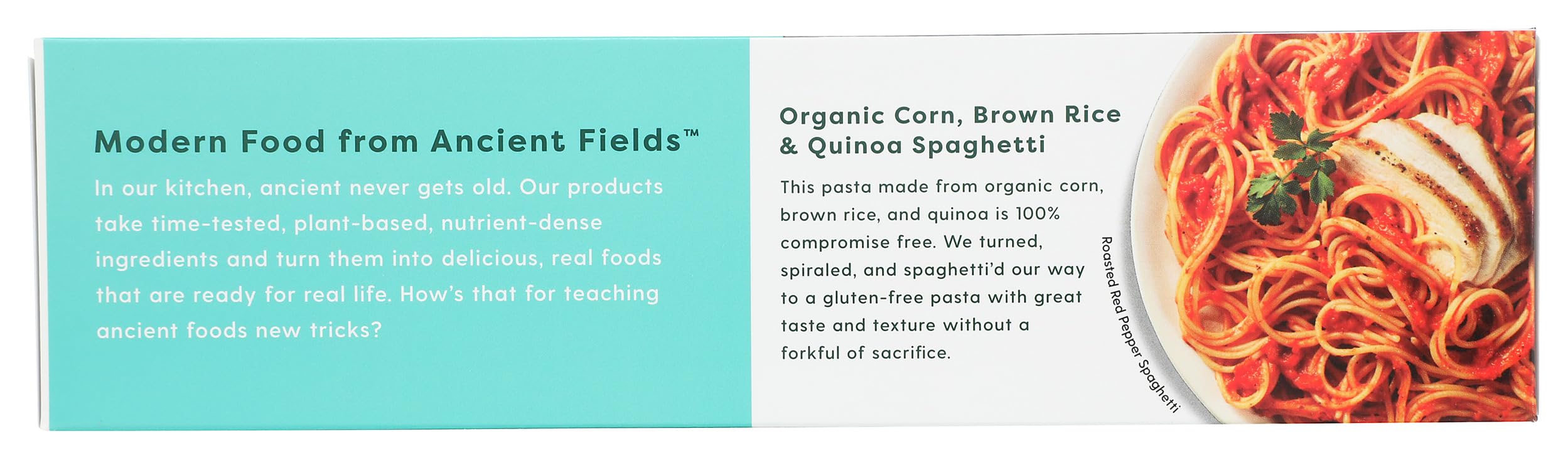 Ancient Harvest organic quinoa pasta close-up; organic, nutty aroma and texture.