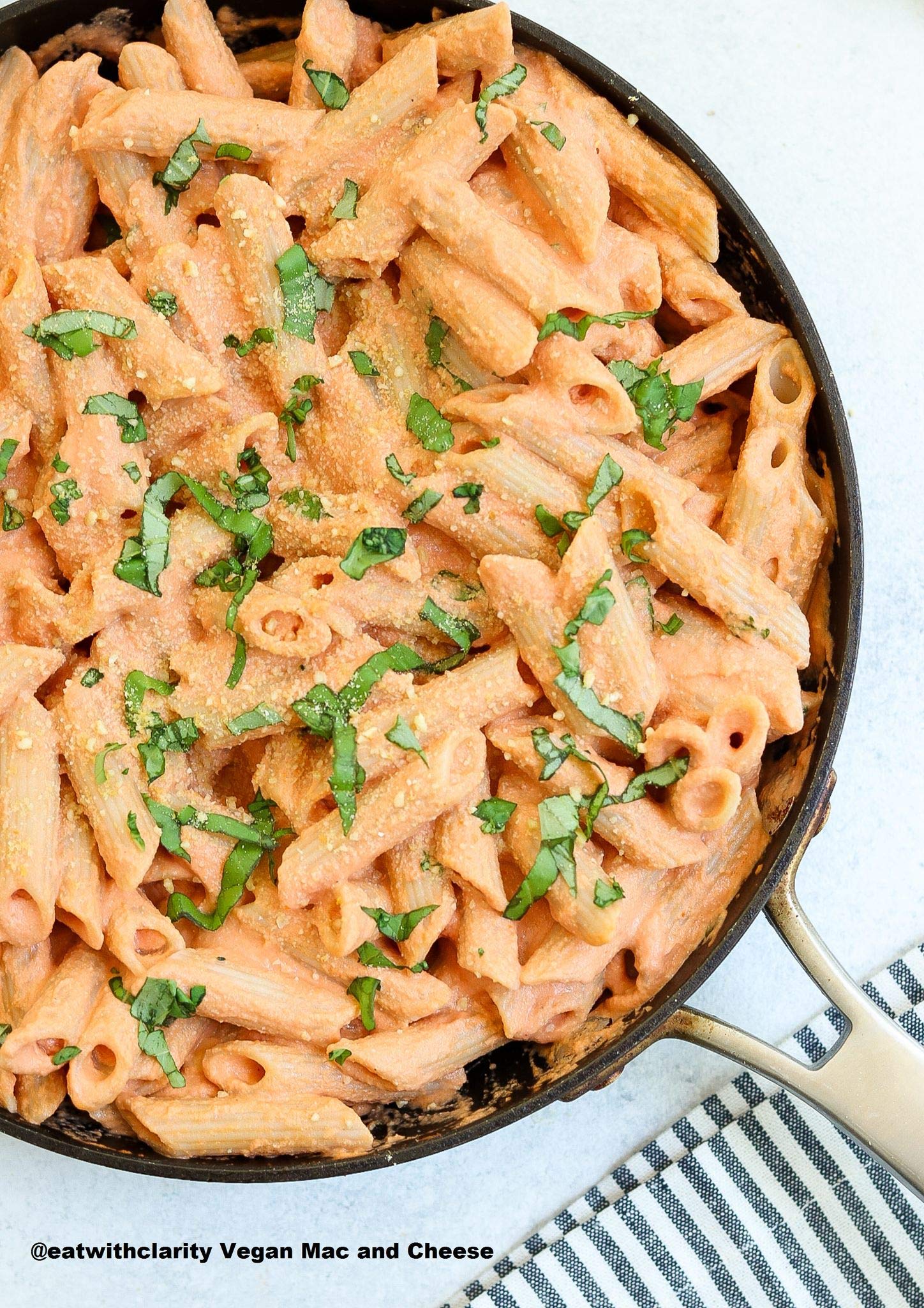 Ancient Harvest Penne Quinoa served with herbs and sauce on plate