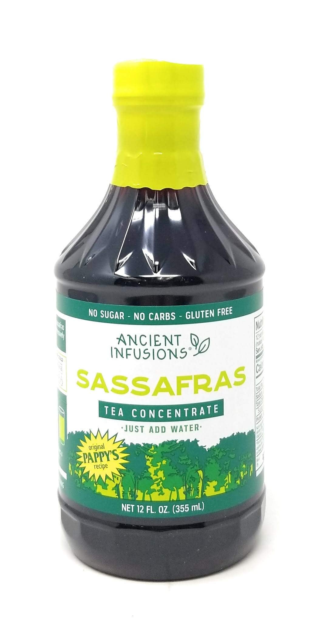Ancient Infusions Sassafras Concentrate bottle pour for quick hot tea