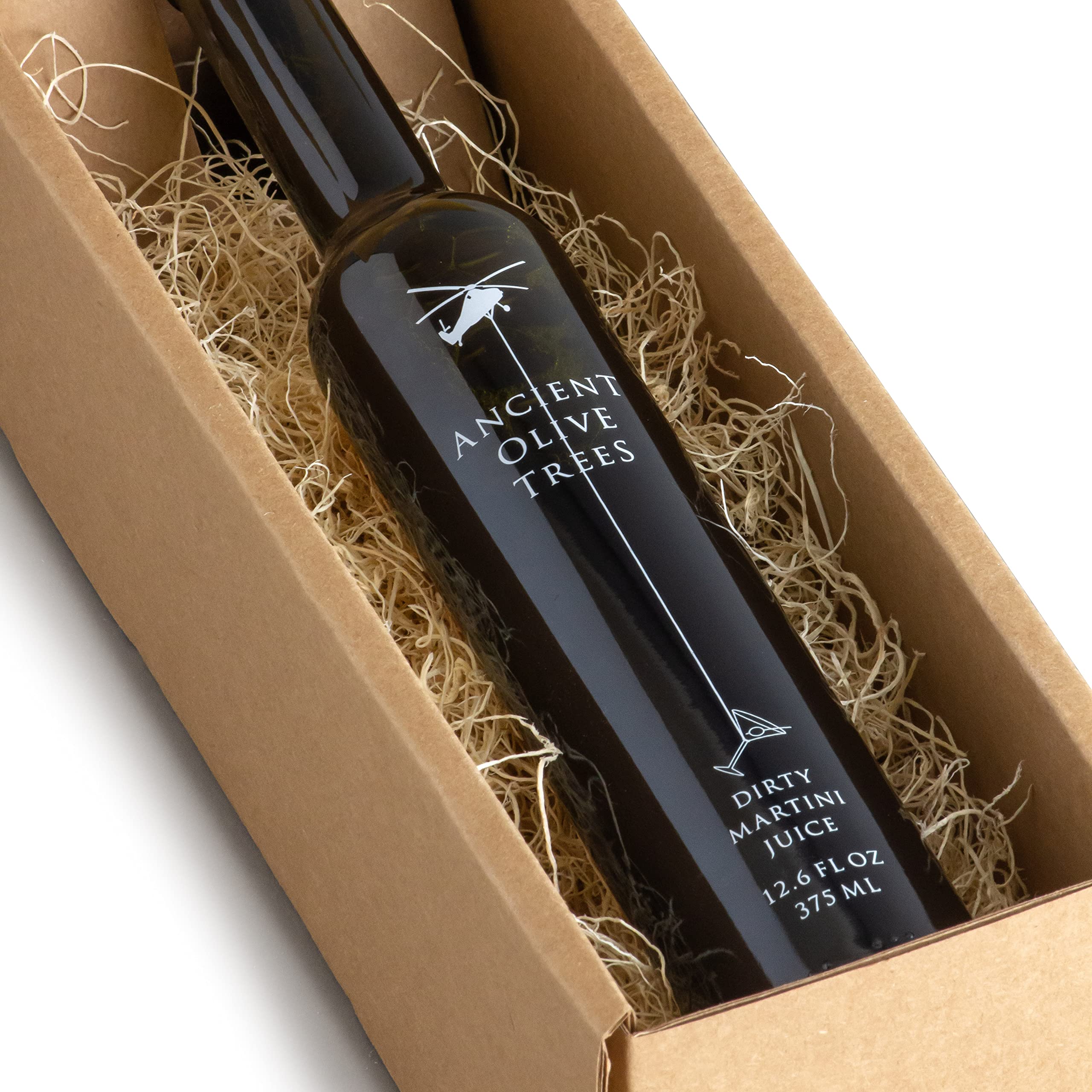 Ancient Olive Trees olive brine bottle closeup highlighting premium quality