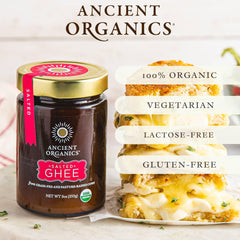 Ancient Organics Salted Ghee made from organic grass-fed butter for premium flavor.