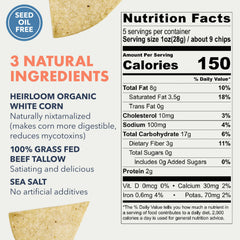 MASA white corn chips poured from pack for snacking.