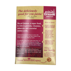 Andean Dream fusilli quinoa organic cooking setup ready with sauce.