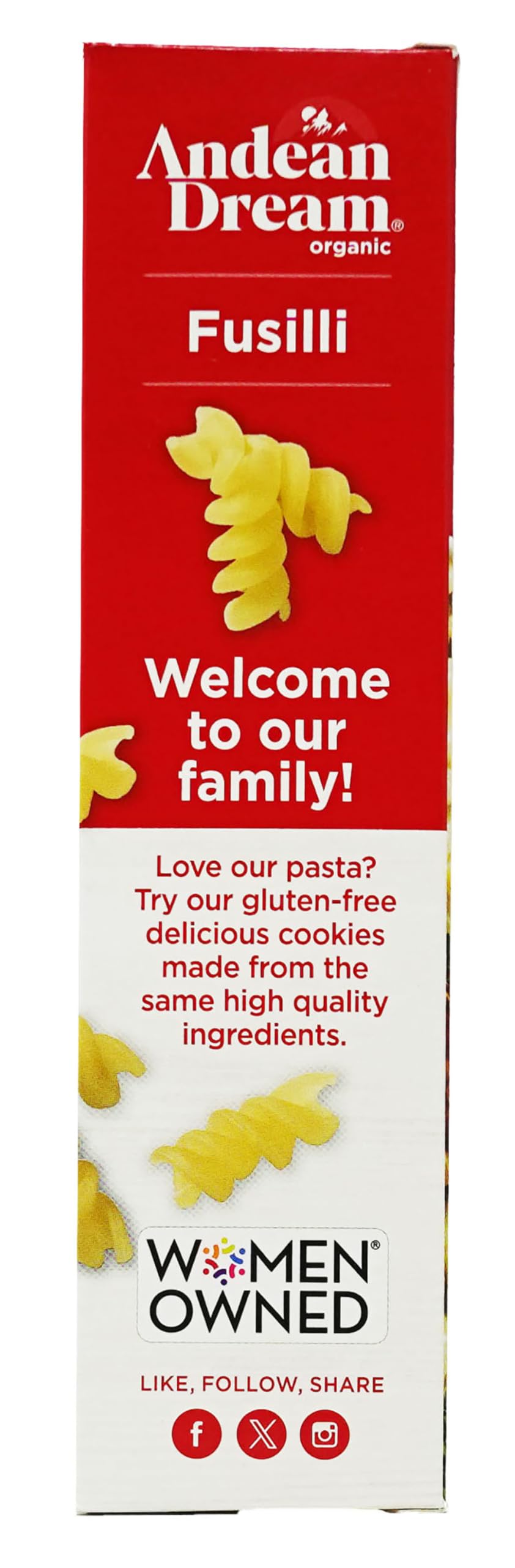 Andean Dream quinoa fusilli serving bowl with family meal idea