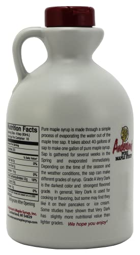 Anderson's Maple Syrup Very Dark label close-up highlights color and quality