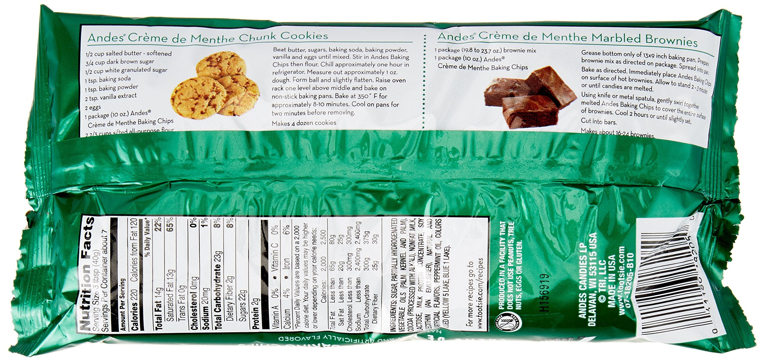 Andes Creme de Menthe Baking Chips on brownies delivers subtle mint balance.