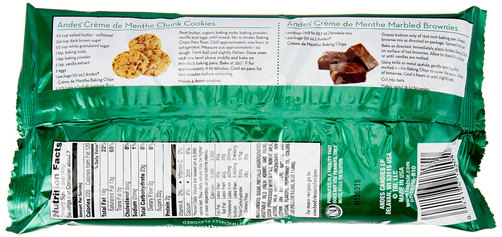 Andes Creme de Menthe Baking Chips on brownies delivers subtle mint balance.