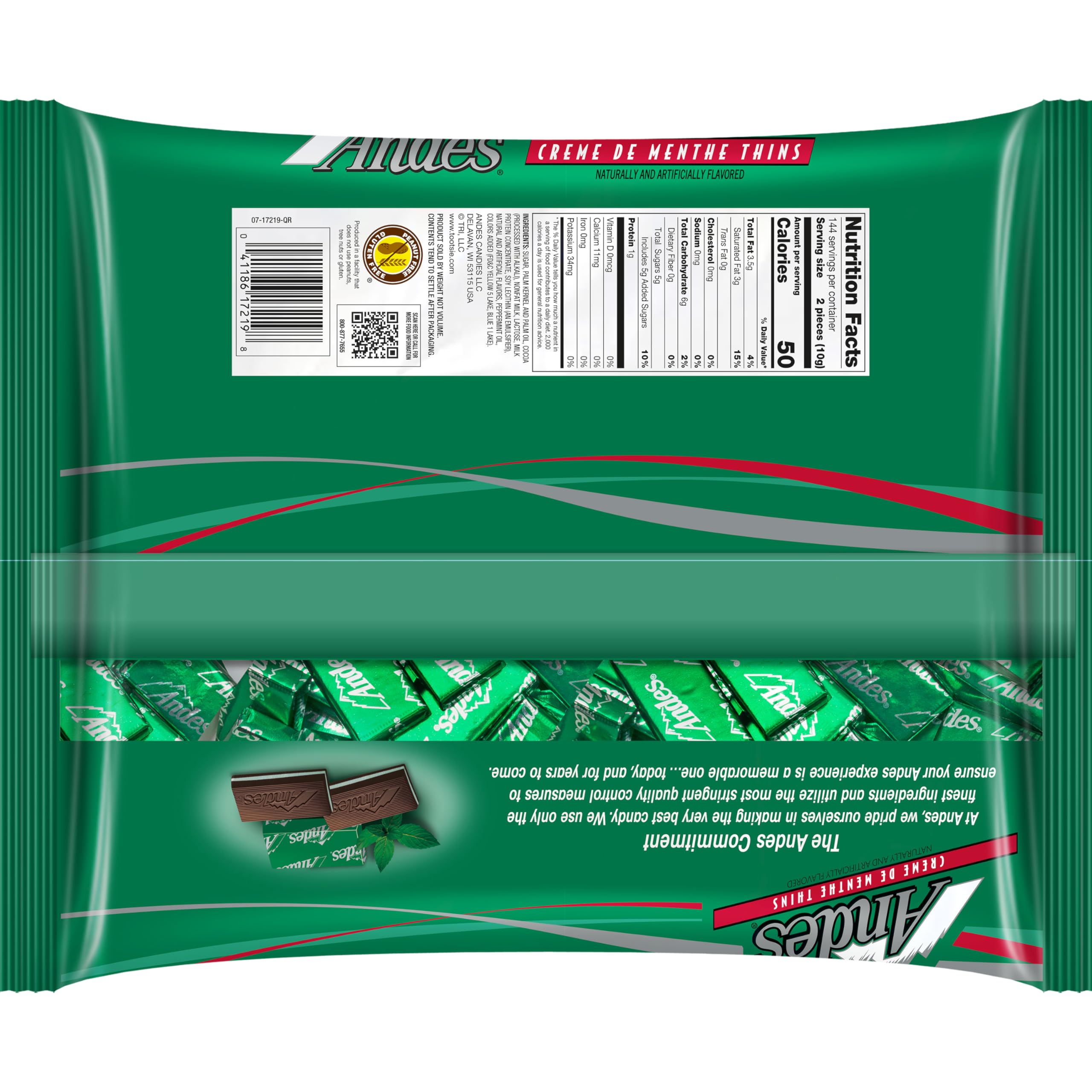 Andes Crème de Menthe Thin Mints mint chocolate contrast close-up.