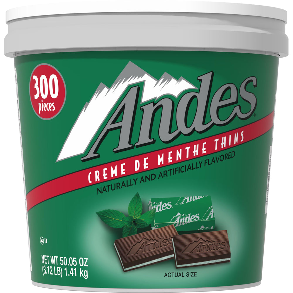 Andes Mint wafers layered between chocolate for a smooth, refreshing finish