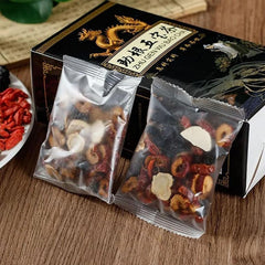 Andonisus Ginseng Mulberry Tea packaging front showcases organic liver and kidney support.
