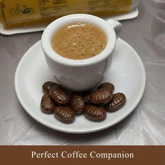 Close-up of the jar showing real Colombian espresso in each bite.