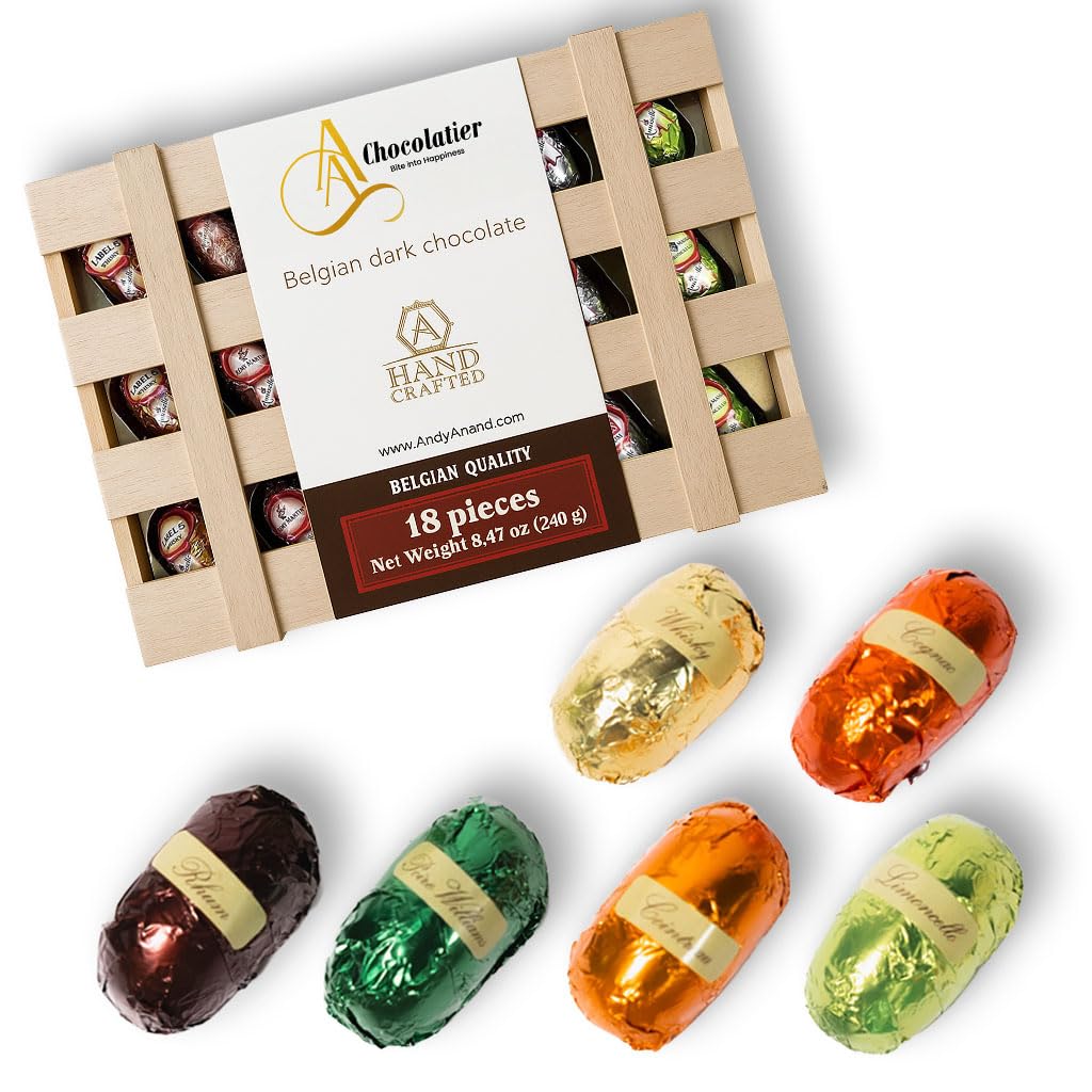 ANDY ANAND Chocolatier gluten-free chocolates in a refined bottle assortment.