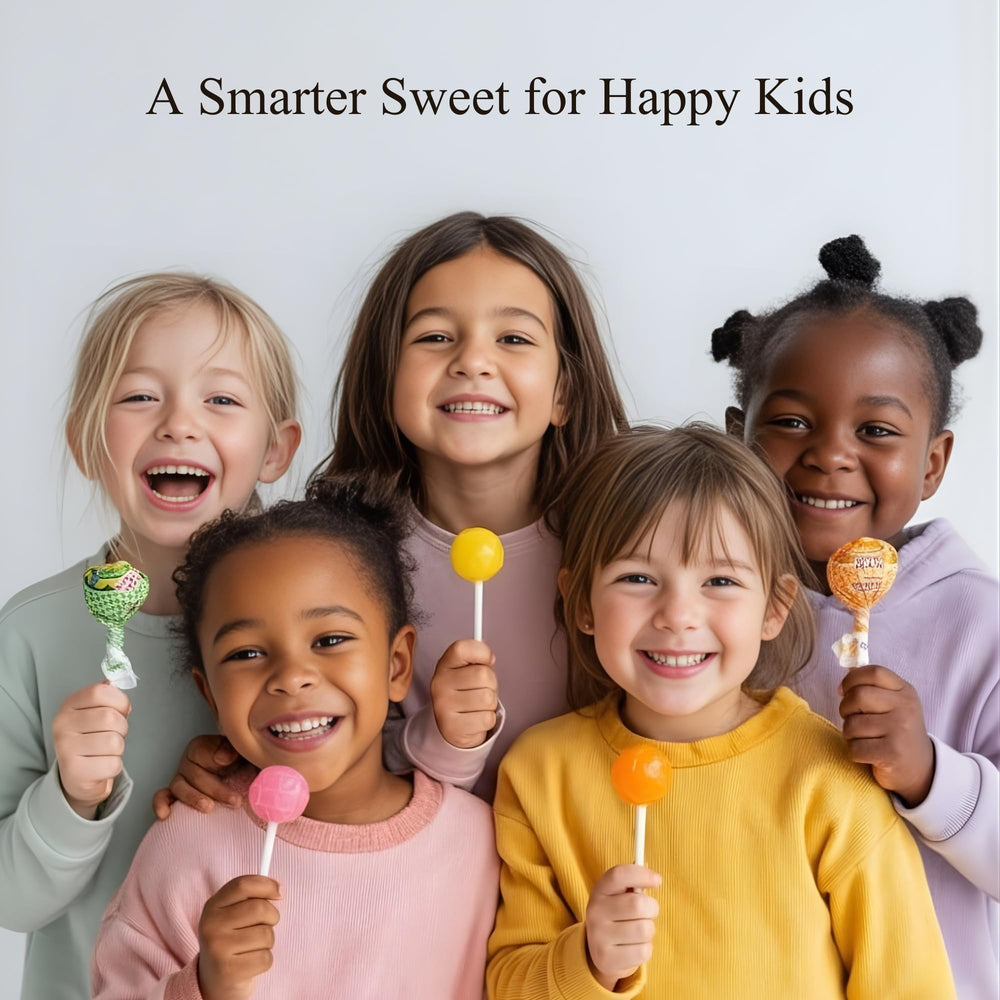 Andy Anand Chocolatier kids enjoy colorful lollipops at a classroom party