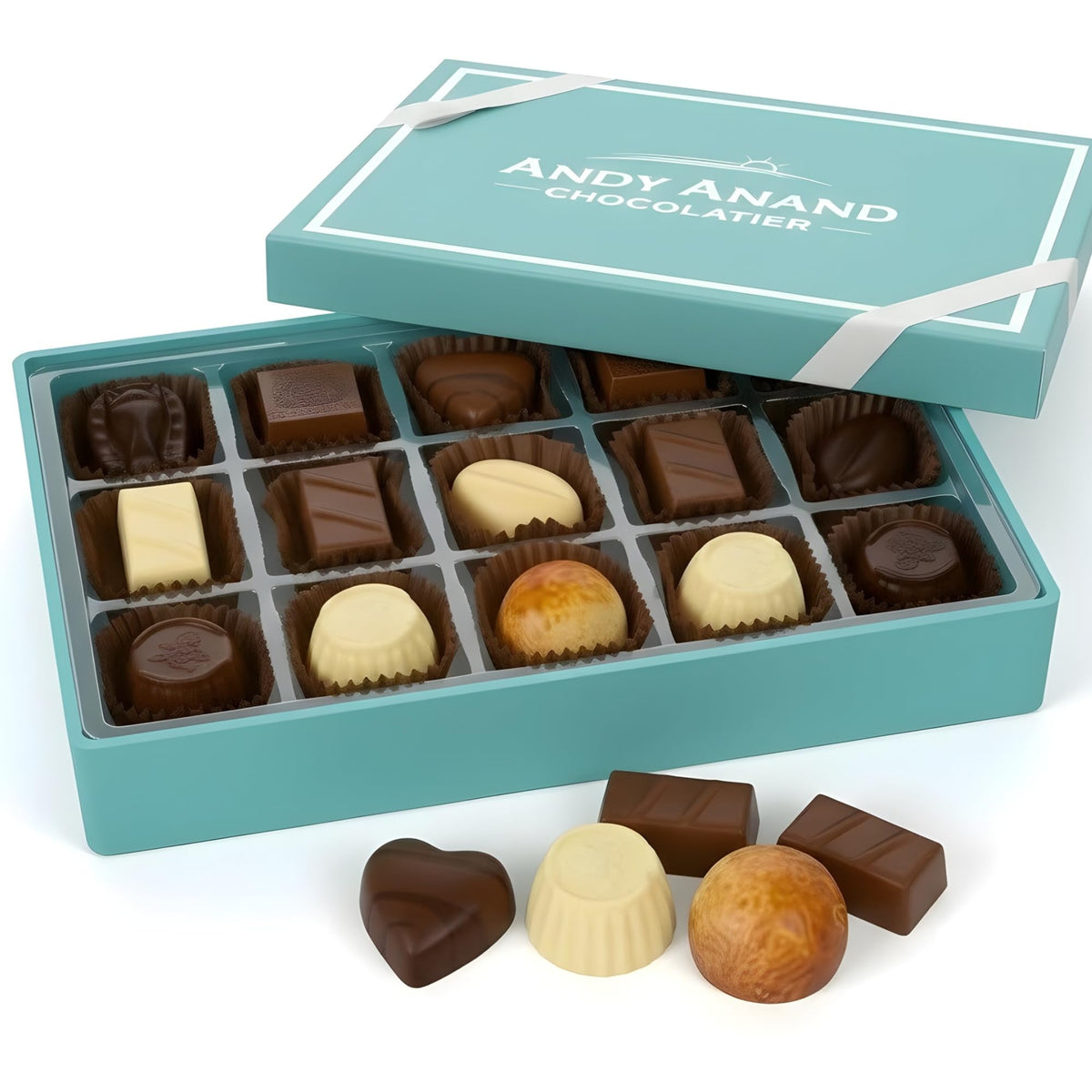 Andy Anand Chocolatier sugar-free Belgian truffles in a premium gift box for connoisseurs.