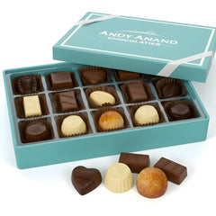 Andy Anand Chocolatier sugar-free Belgian truffles in a premium gift box for connoisseurs.