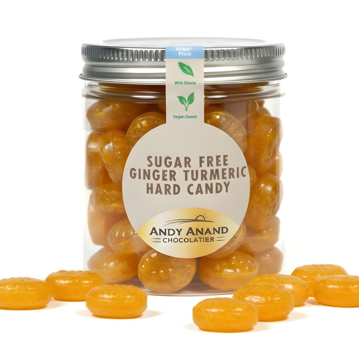 ANDY ANAND CHOCOLATIER ginger turmeric hard candy pack highlights sugar-free indulgence