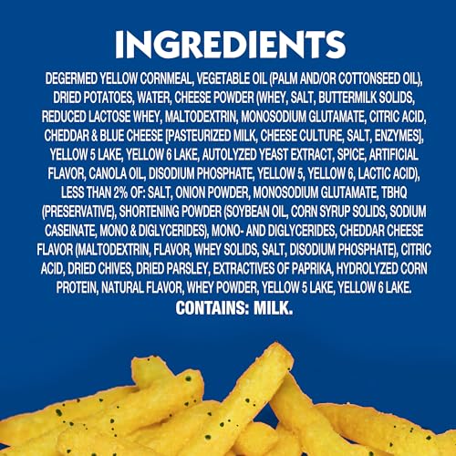 Crunchy texture of Andy Capp's Cheddar Fries in focus.