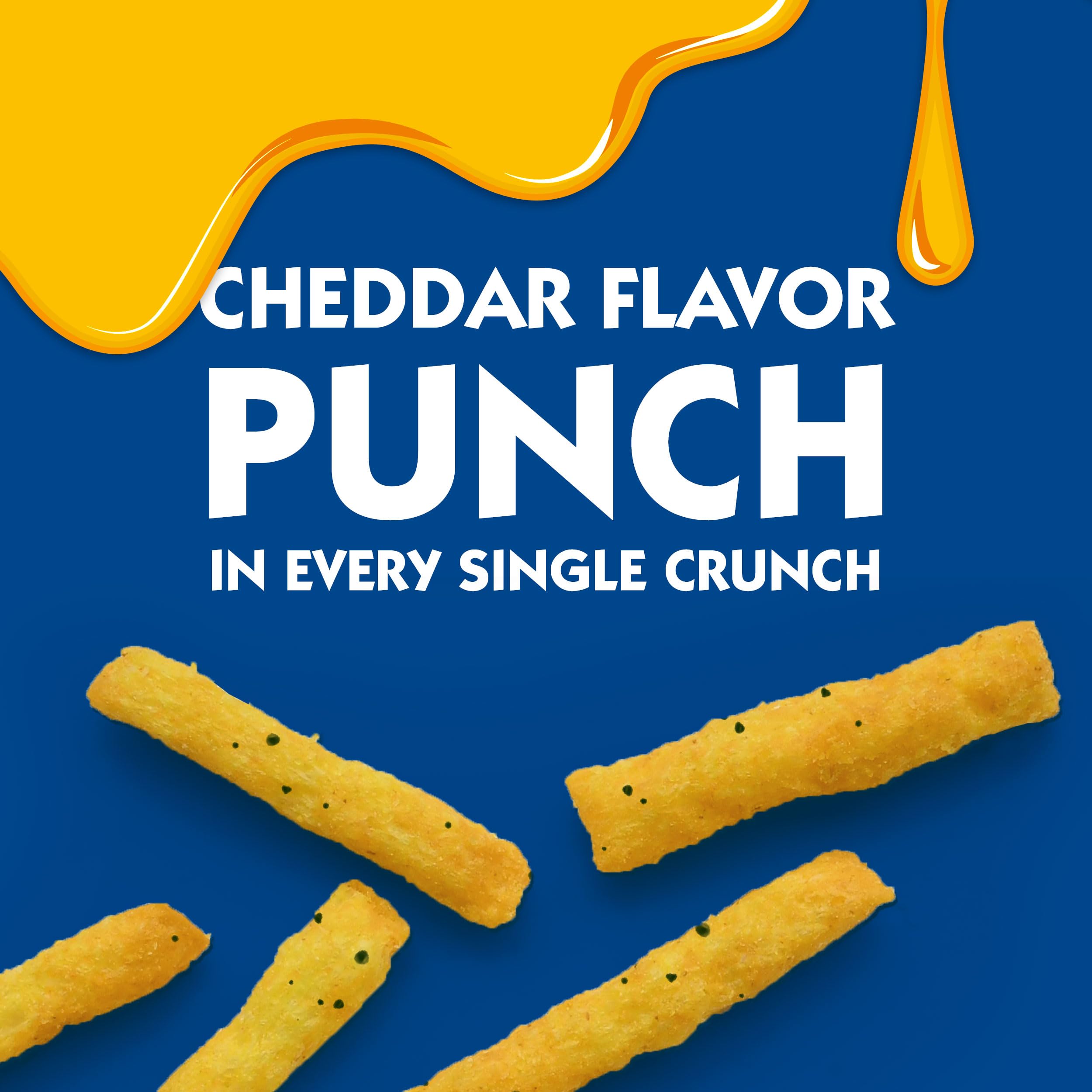 Andy Capp's Cheddar Fries held in hand for on-the-go snacking.