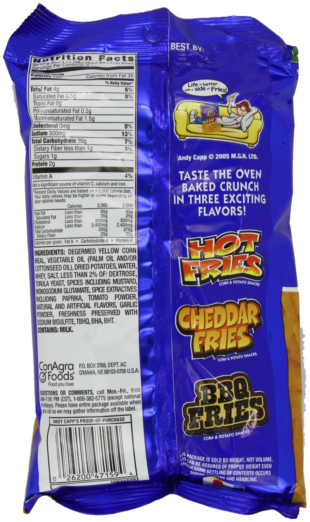 Andy Capp's Hot Fries oven-baked crunch detail highlights crispy texture