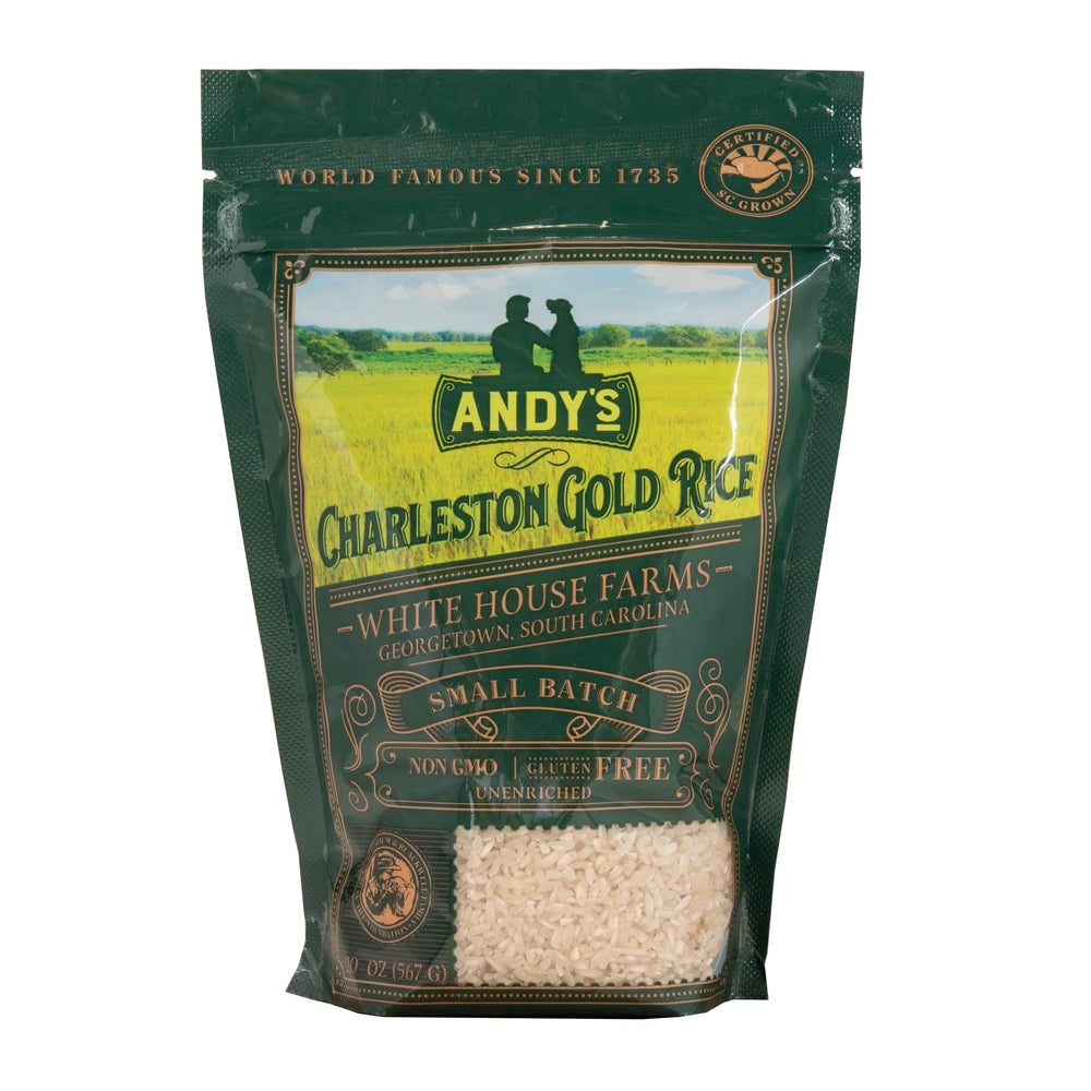 Andy's Carolina Gold Rice pack ready for cooking, gluten-free and non-GMO.