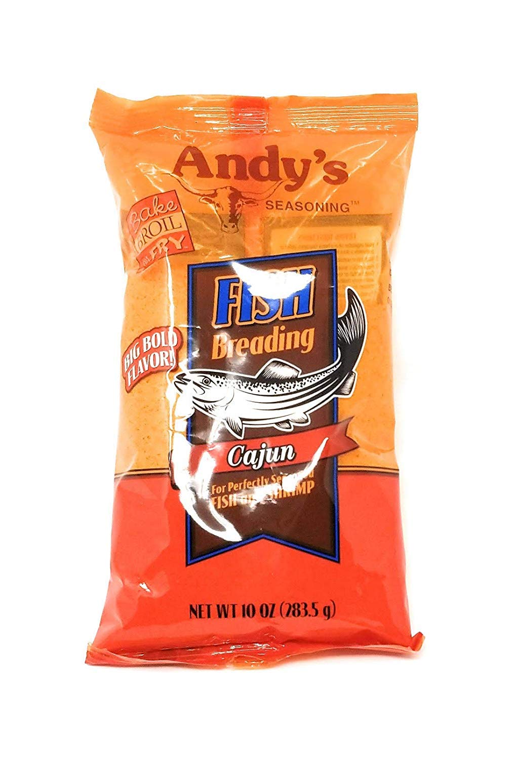 Andy's Seasoning Fish Breading Cajun Coating adds bold, seasoned crust for seafood.