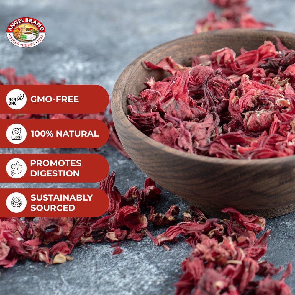 Angel Brand hibiscus for culinary uses like syrups and jellies.