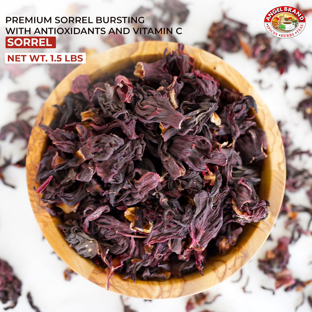 Angel Brand sorrel hibiscus tea loose leaf ready to brew a vibrant, flavorful cup.