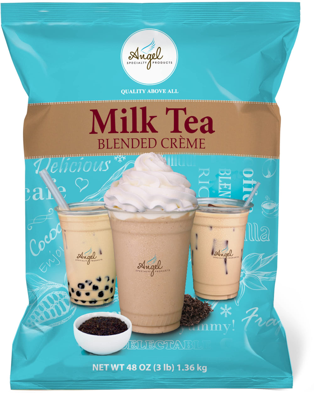 Angel Milk Tea Mix 3lb bag for quick cafe-style tea at home.