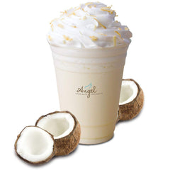 Angel Specialty Coconut Blended Creme Mix barista setup for quick home or cafe beverages.