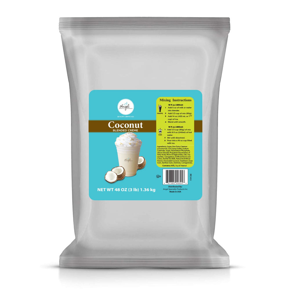Angel Specialty Coconut Blended Creme Mix ready to serve drinks for busy environments.