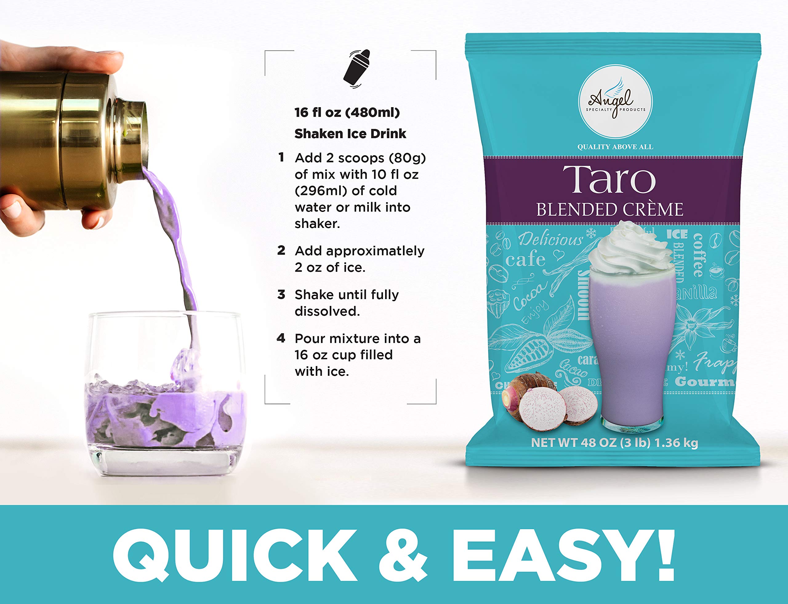 Angel Specialty Taro Blended Creme smoothie mix for tropical blends.