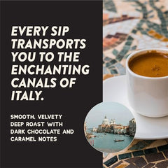 Angelino's Coffee espresso pods close-up highlighting rich chocolate notes.